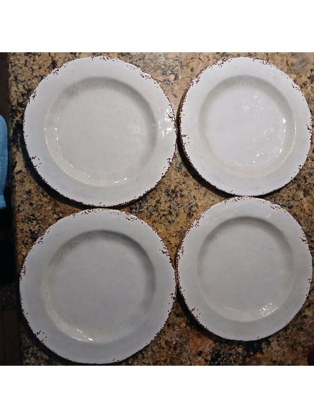 4 Hobby Lobby Gray Crackle Dinner Plates 11" Melamine Rustic Farmhouse Cowboy #S